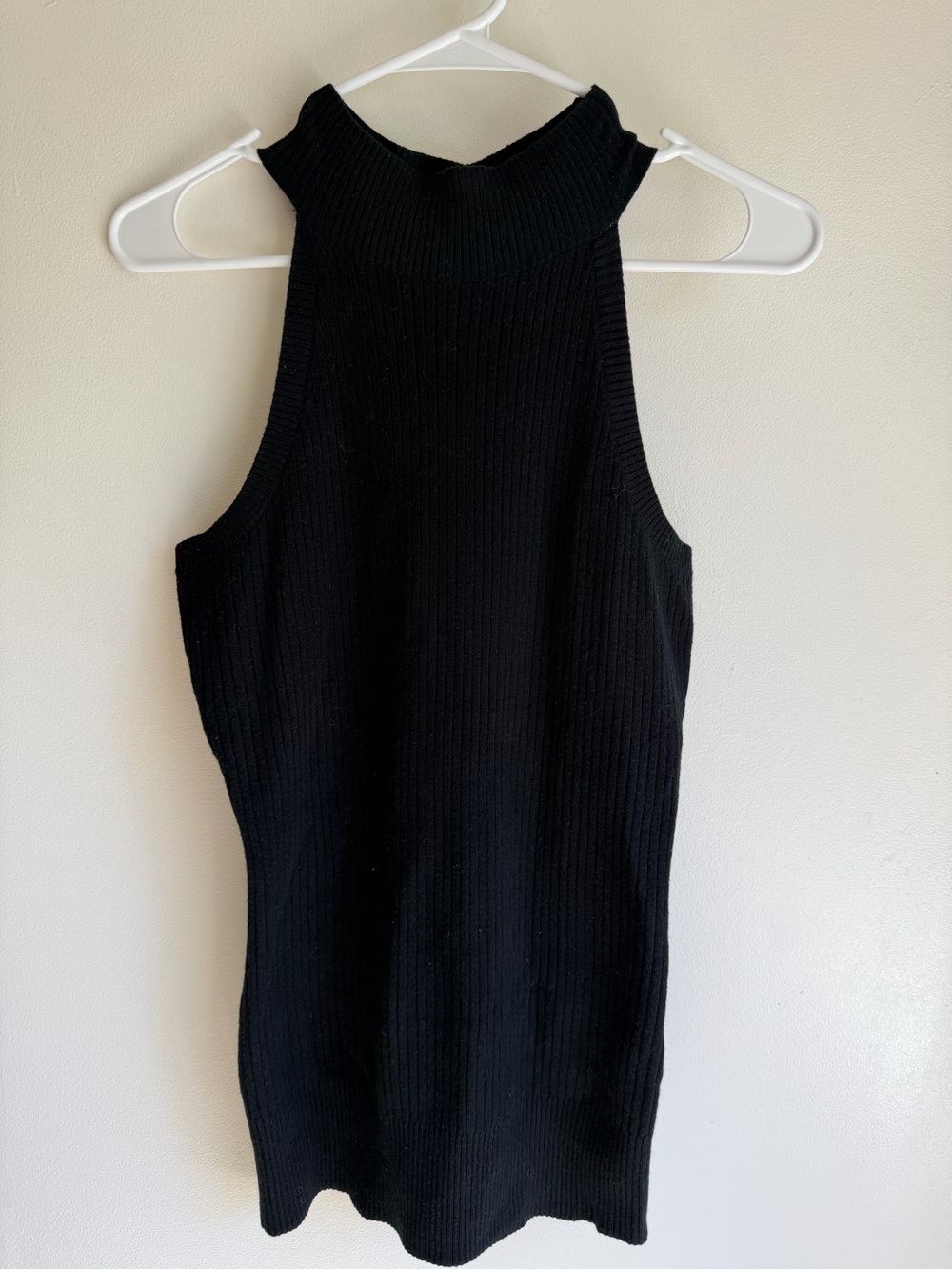 VENUS Black Ribbed Mock Neck Tank